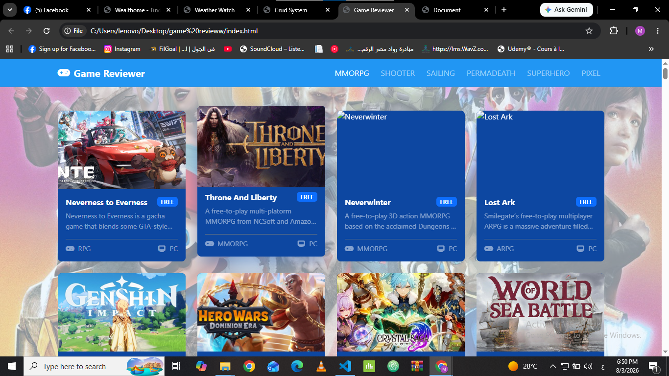 Game Review & Catalog